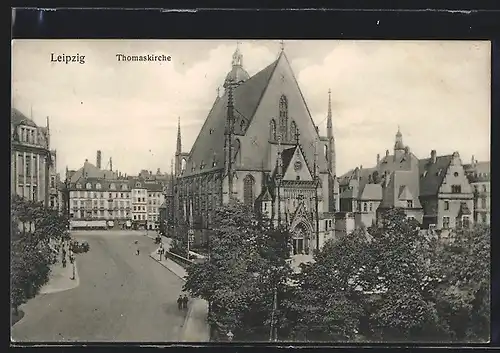 AK Leipzig, auf der Strasse vor der Thomaskirche