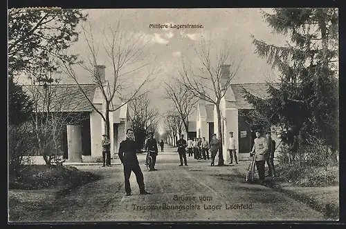 AK Lager Lechfeld, Truppenübungsplatz, mittlere Lagerstrasse