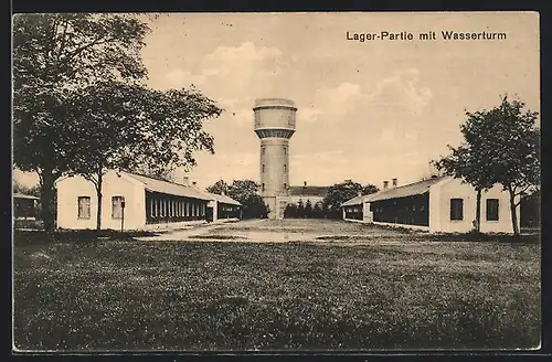 AK Lager Lechfeld, Partie mit Wasserturm