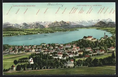 AK Starnberg, Panorama gegen Karwändel-Gebirge