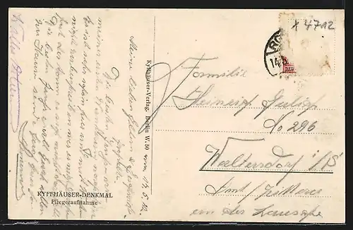 AK Kyffhäuser, Kyffhäuser-Denkmal, Fliegeraufnahme