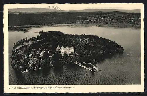 AK Insel Mainau i. Bodensee, Ortsansicht von Ost, Fliegeraufnahme