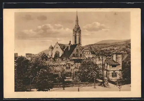AK Heidelberg-Handschuhsheim, Blick auf die Tiefburg Jugendherberge für Mädchen und Friedenskirche