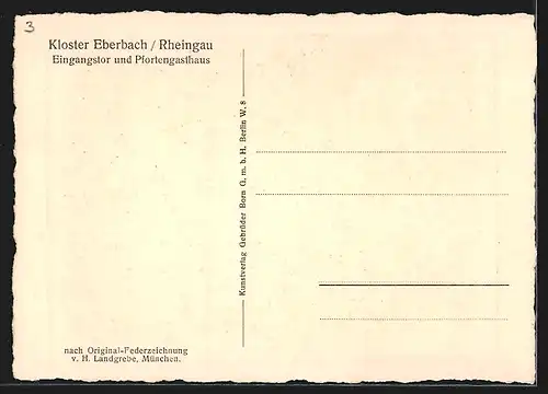 Künstler-AK Eberbach /Rheingau, Kloster Eberbach, Eingangstor und Pfortenhaus