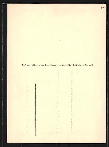 Künstler-AK Ulm, Strassenpartie mit Blick zum Münster