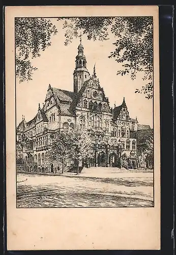 Künstler-AK Bielefeld, Das Rathaus