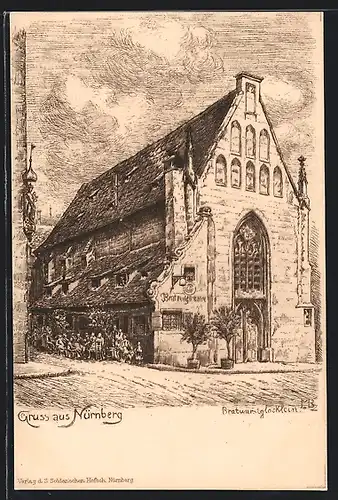 Künstler-AK Nürnberg, Ansicht des Bratwurstglöckleins