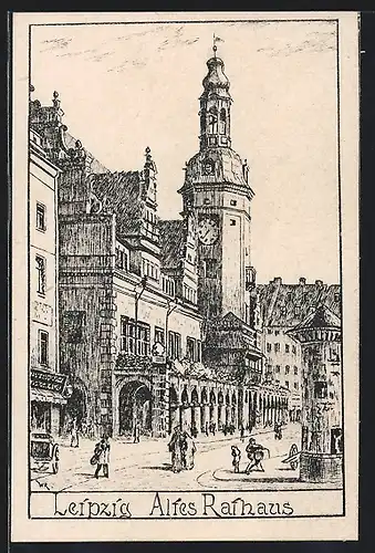 Künstler-AK Leipzig, Altes Rathaus