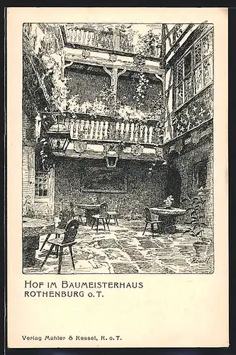 Künstler-AK Rothenburg, Hof im Baumeisterhaus