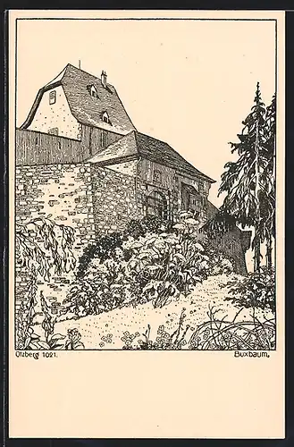 Künstler-AK Otzberg, Blick auf die Torhausgruppe