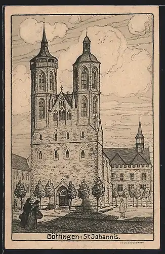 Künstler-AK Göttingen, St. Johannis-Kirche