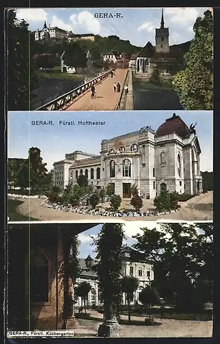 AK Gera-R., Fürstl. Hoftheater und Küchengarten