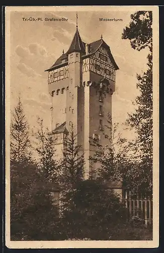 AK Grafenwöhr, Wasserturm am Truppenübungsplatz