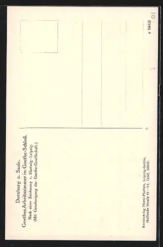 Künstler-AK Dornburg a. Saale, Goethes Arbeitszimmer im Goethe Schloss