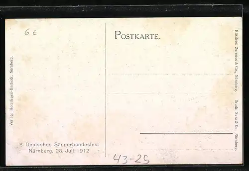 AK Nürnberg, 8. Deutsches Sängerbundesfest 1912, Sängervereine aus Sachsen
