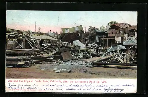AK Santa Rosa, California, Wrecked buildings after earthquake 1906