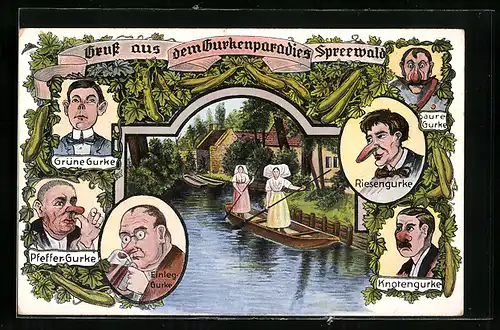 AK Gurkenparadies, Frauen in Tracht Spreewald