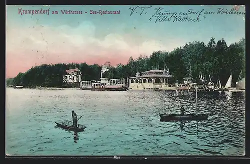 AK Krumpendorf am Wörthersee, See-Restaurant, Dampfer, Boote