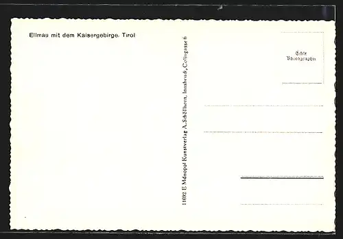 AK Ellmau, Ortsansicht mit dem Kaisergebirge