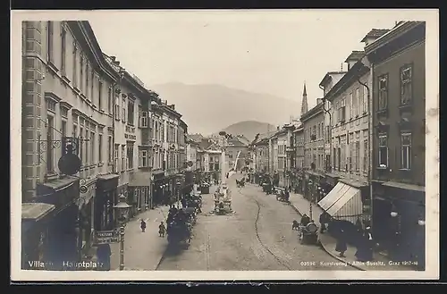 AK Villach, Hauptplatz mit Kutschen