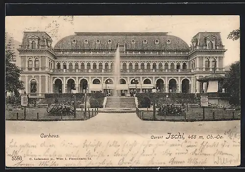 AK Ischl, Wasserfontäne vor dem Curhaus