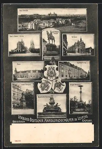 AK Erfurt, Rathaus, Post, Totalansicht