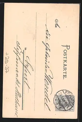 Passepartout-Lithographie Erfurt, Lehmannsbrücke mit Wappen