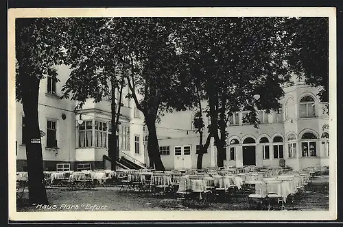 AK Erfurt, Gasthof Haus Flora mit Terrasse