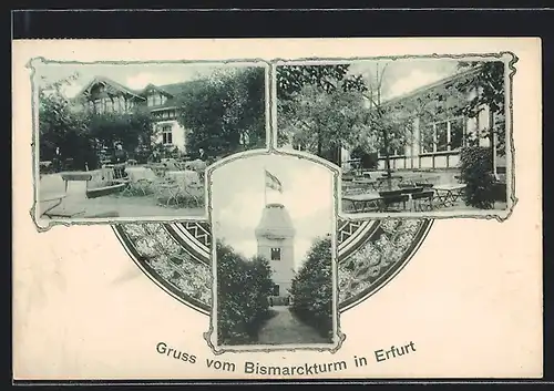 AK Erfurt, Cafe Bismarck-Höhe, Bismarckturm