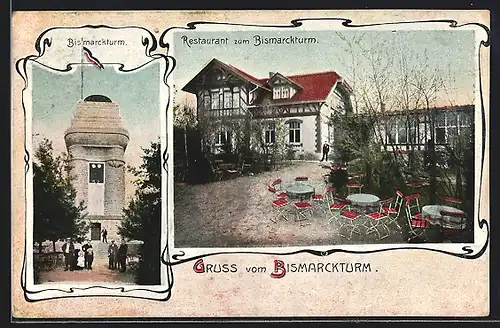 AK Erfurt, Restaurant zum Bismarckturm, Bismarckturm