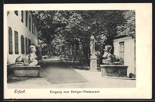 AK Erfurt, Gasthof Steigerhaus, Eingang zum Steiger-Restaurant