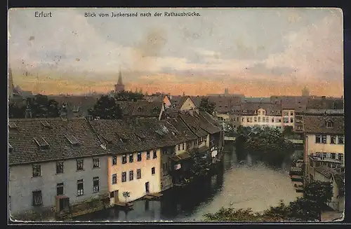 AK Erfurt, Blick vom Junkersand nach der Rathausbrücke