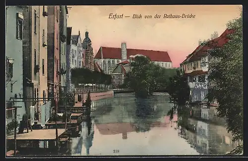 AK Erfurt, Blick von der Rathaus-Brücke