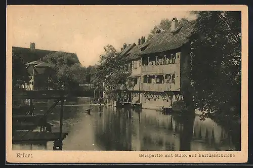 AK Erfurt, Gerapartie mit Blick auf Barfüsserkirche