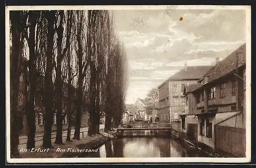 AK Alt-Erfurt, Am Fischersand mit Brücke
