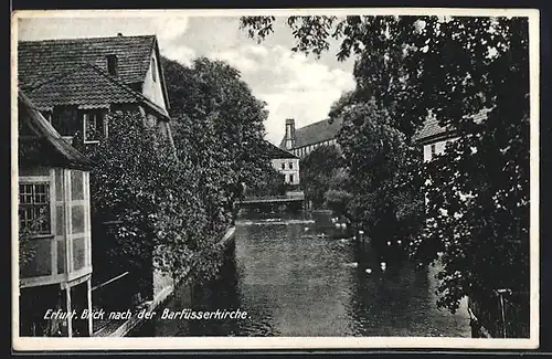 AK Erfurt, Blick nach der Barfüsserkirche