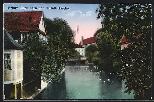 AK Erfurt, Blick nach der Barfüsserkirche