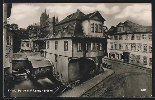 AK Erfurt, Strassenpartie a. d. Lange-Brücke