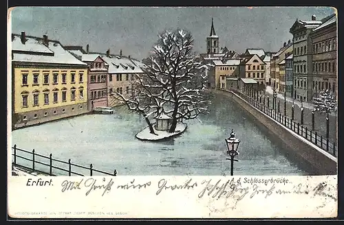 AK Erfurt, An der Schlösserbrücke im Winter