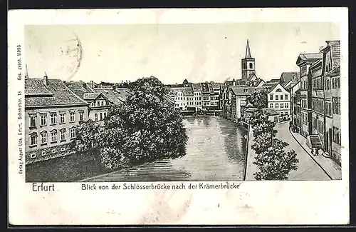 AK Erfurt, Blick von der Schlösserbrücke nach der Krämerbrücke