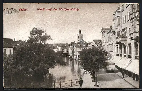 AK Erfurt, Blick nach der Rathausbrücke