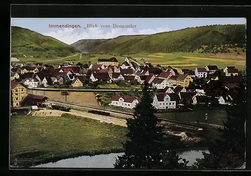 AK Immendingen, Ortsansicht mit Eisenbahn-Anlagen