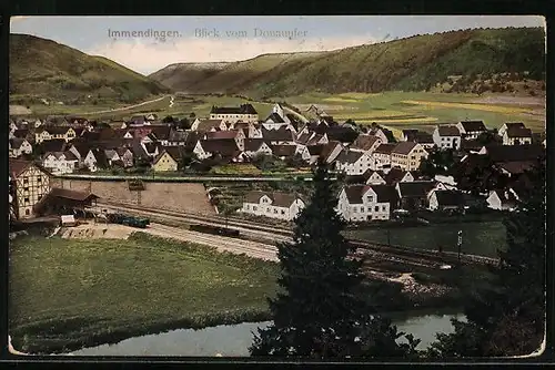 AK Immendingen, Ortsansicht mit Eisenbahn-Anlagen