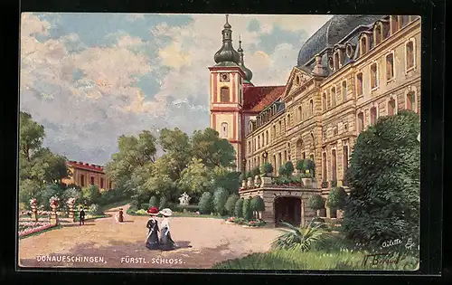 Künstler-AK Donaueschingen, Fürstl. Schloss