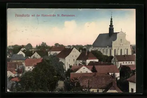 AK Panschwitz, Ortsansicht mit der Klosterkirche St. Marienstern