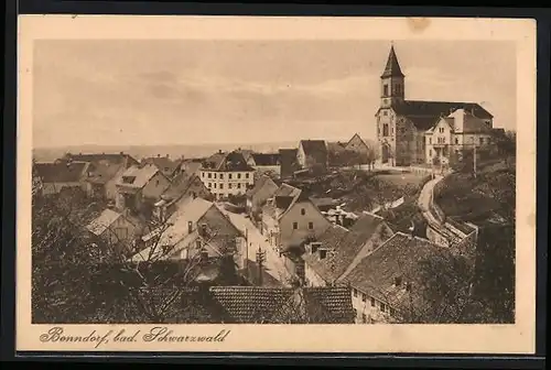 AK Bonndorf /Bad. Schwarzwald, Ortsansicht mit Kirche