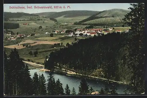 AK Schluchsee /Bad. Schwarzwald, Totalansicht aus der Vogelschau