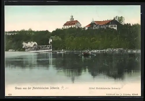 AK Holsteinische Schweiz, Uferpartie mit Hotel Holsteinische Schweiz