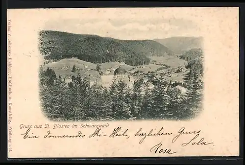 AK St. Blasien im Schwarzwald, Ortsansicht aus der Vogelschau