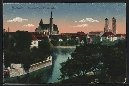 AK Breslau, Dominsel mit Kreuzkirche